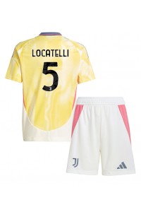 Fotbalové Dres Juventus Manuel Locatelli #5 Dětské Venkovní Oblečení 2024-25 Krátký Rukáv (+ trenýrky)